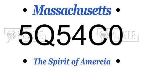 5Q54C0 Massachusetts License Plate