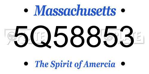 5Q58853 Massachusetts License Plate