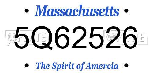 5Q62526 Massachusetts License Plate