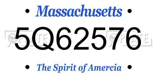 5Q62576 Massachusetts License Plate