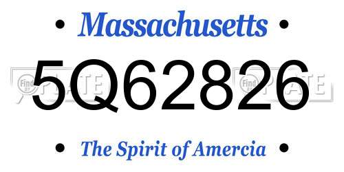 5Q62826 Massachusetts License Plate