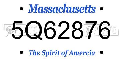 5Q62876 Massachusetts License Plate