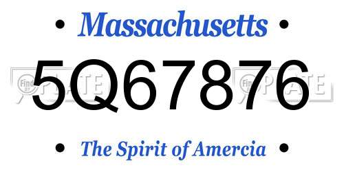 5Q67876 Massachusetts License Plate