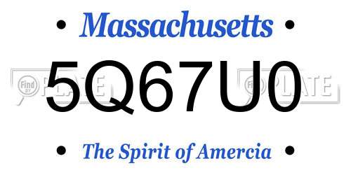 5Q67U0 Massachusetts License Plate