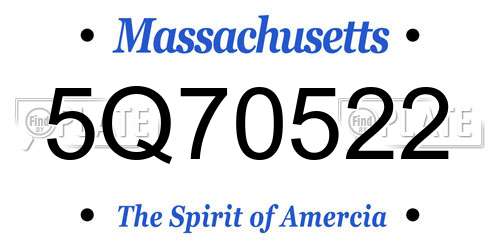5Q70522 Massachusetts License Plate
