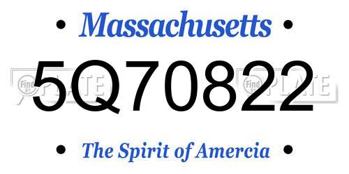 5Q70822 Massachusetts License Plate