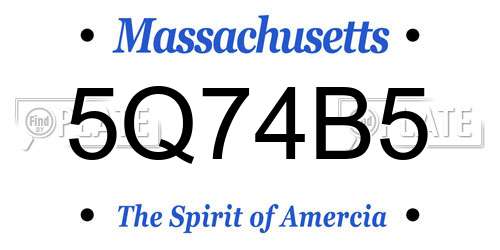 5Q74B5 Massachusetts License Plate