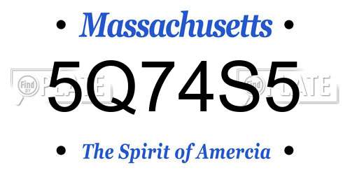 5Q74S5 Massachusetts License Plate