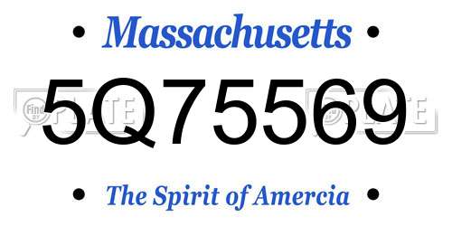 5Q75569 Massachusetts License Plate