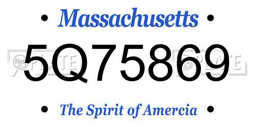 5Q75869 Massachusetts License Plate