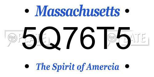 5Q76T5 Massachusetts License Plate
