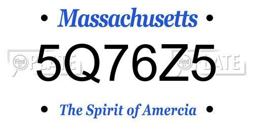 5Q76Z5 Massachusetts License Plate