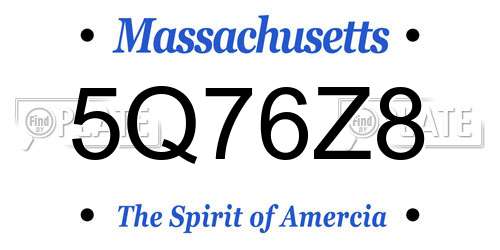 5Q76Z8 Massachusetts License Plate