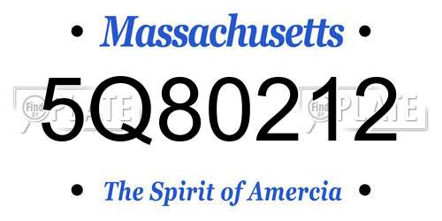 5Q80212 Massachusetts License Plate