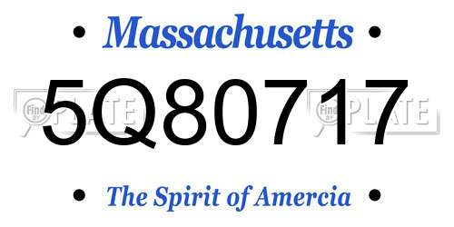 5Q80717 Massachusetts License Plate