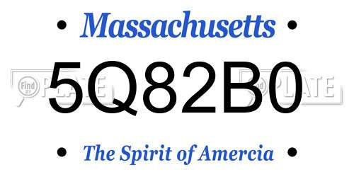 5Q82B0 Massachusetts License Plate