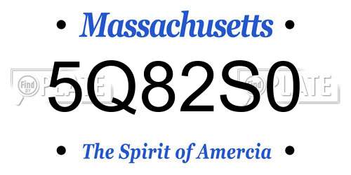 5Q82S0 Massachusetts License Plate