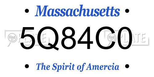 5Q84C0 Massachusetts License Plate