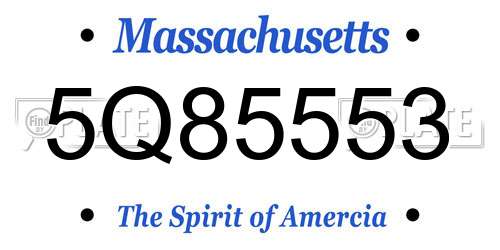 5Q85553 Massachusetts License Plate