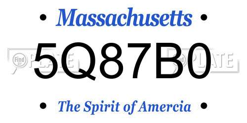5Q87B0 Massachusetts License Plate