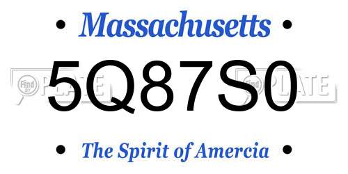 5Q87S0 Massachusetts License Plate
