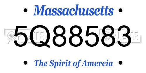 5Q88583 Massachusetts License Plate