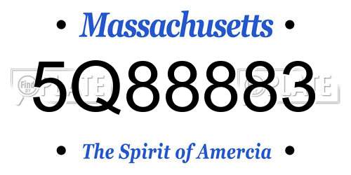 5Q88883 Massachusetts License Plate