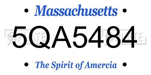5QA5484 Massachusetts License Plate