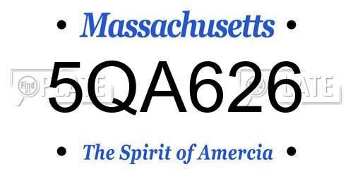 5QA626 Massachusetts License Plate