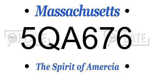 5QA676 Massachusetts License Plate