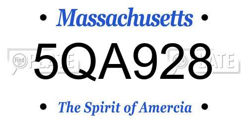 5QA928 Massachusetts License Plate