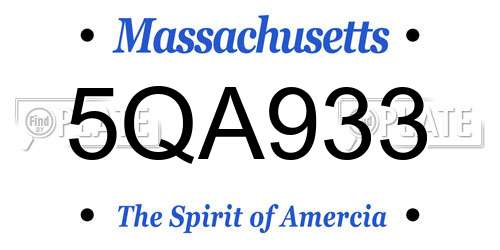 5QA933 Massachusetts License Plate