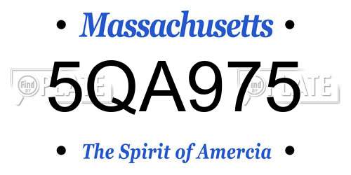 5QA975 Massachusetts License Plate