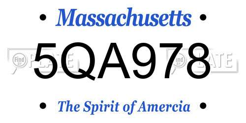 5QA978 Massachusetts License Plate