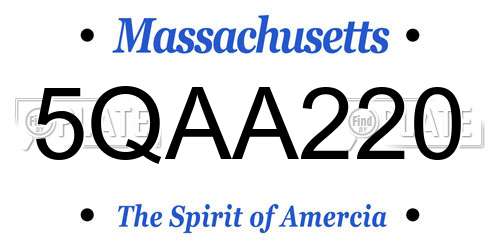 5QAA220 Massachusetts License Plate