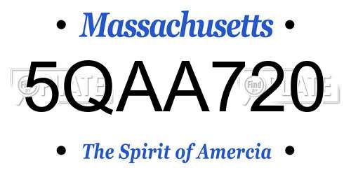 5QAA720 Massachusetts License Plate