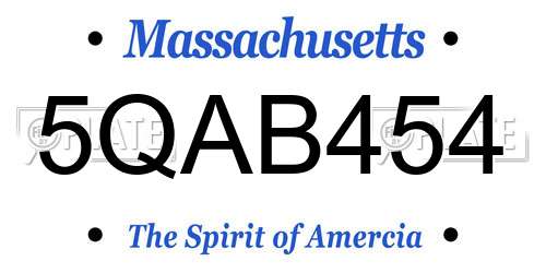 5QAB454 Massachusetts License Plate