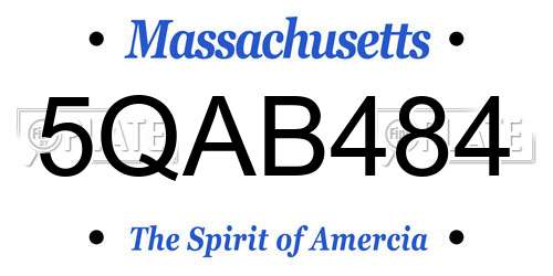 5QAB484 Massachusetts License Plate