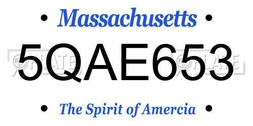 5QAE653 Massachusetts License Plate