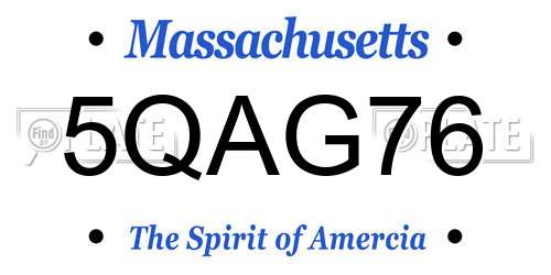 5QAG76 Massachusetts License Plate