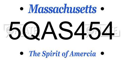 5QAS454 Massachusetts License Plate