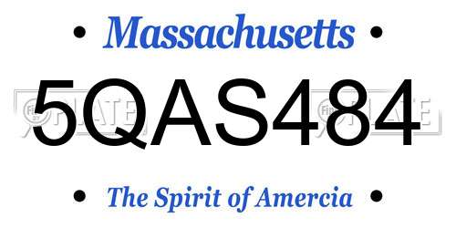 5QAS484 Massachusetts License Plate