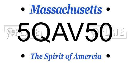 5QAV50 Massachusetts License Plate