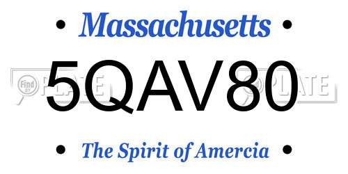 5QAV80 Massachusetts License Plate