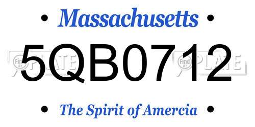 5QB0712 Massachusetts License Plate