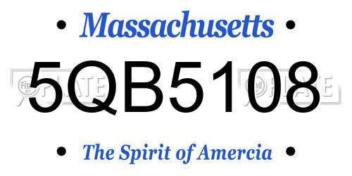 5QB5108 Massachusetts License Plate