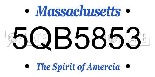 5QB5853 Massachusetts License Plate