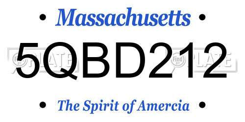 5QBD212 Massachusetts License Plate
