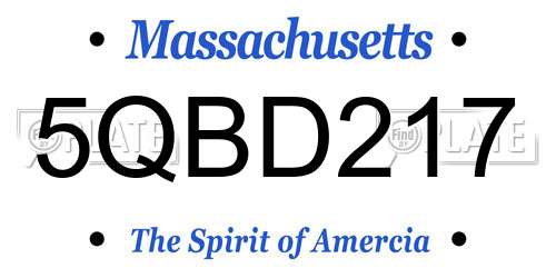 5QBD217 Massachusetts License Plate
