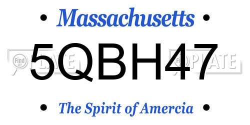 5QBH47 Massachusetts License Plate
